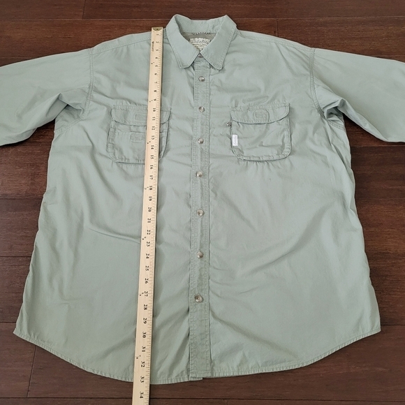 Cabela's Men's Button-Up Vented Short Sleeve Outdoor Shirt Size XL Tall Green - Picture 7 of 8